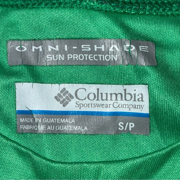 Columbia PFG Mens Small Bright Green Omni Shade Sleeve Crew Neck Long Sleeve - Picture 4 of 5